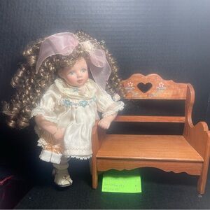 Vintage Geppeddo Collectors Porcelain Doll Thick Curly hair beauty